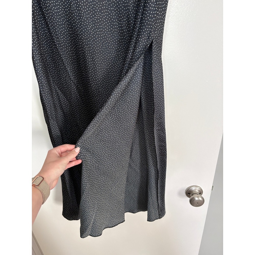 NEW Urban Social Midi Skirt Medium Black Polka Dot High Waisted Satin Silk - Picture 3 of 5